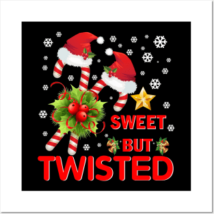 Sweet But Twisted Funny Candy Cane Christmas Xmas Pajama Posters and Art